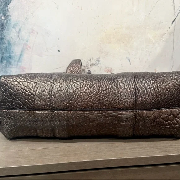 Jimmy Choo Metallic Bronze Pebble Leather Shopper Tote Bag Gently Used - Picture 11 of 13